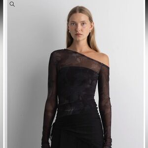 OAK + FORT Black One-Shoulder Blouse